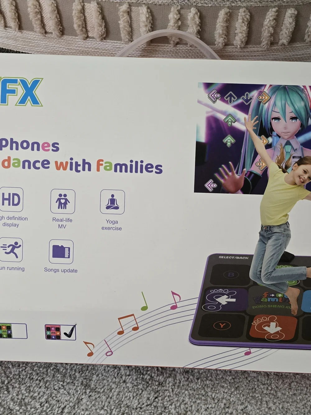 Amazon FWFX Dance Mat Camera Game - White Box with Colorful Graphics